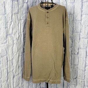 VINTAGE OCEAN‎ PACIFIC Y2K 3 Button Up Tan Pullover Shirt XL/XG